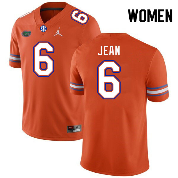 Women #6 Andy Jean Florida Gators College Football Jerseys Stitched-Orange